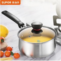 苏泊尔SUPOR小红圈304不锈钢奶锅煮面锅辅食锅16cm明火专用ST16H1