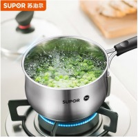 苏泊尔 SUPOR 小红圈316L医用不锈钢奶锅16cm加厚复底婴幼儿辅食锅电磁炉燃气通用