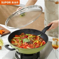 苏泊尔 SUPOR 火红点炒菜锅绚彩不粘30cm电磁炉燃气通用炒锅小森林系列EC30SP0