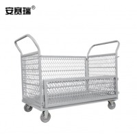 安赛瑞 200500 网格车手推车搬运车折叠拉货车网格小号灰色橡胶轮