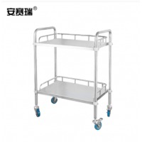 安赛瑞 600617 加厚组装不锈钢小推车 实验室器械仪器推车护理车换药车 二层无抽屉 6