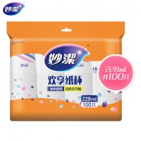 妙洁 纸杯一次性杯子 100只装228ml加厚型
