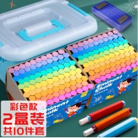 金值彩色粉笔套装多色无毒黑板报专用儿童家用幼儿园涂鸦教学无尘粉尘白色普通六角环保鲜艳教师软
