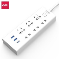 得力（deli）智能USB&Type-C插座 2USB接口+1Type-C接口+6孔 总控