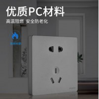 飞利浦PHILIPS开关插座面板86型昕绎一位10A联体二三极插座 深灰色 五孔91371