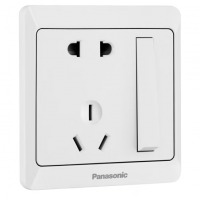 松下（ Panasonic）开关插座 带单控开关10A五孔插座一开双控五孔插座 雅悦白色 