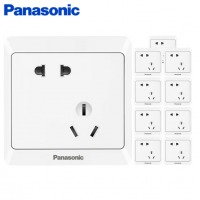 松下（ Panasonic）开关插座 斜五孔插座二三极10A插座 86型面板（10支装）雅