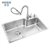 摩恩（MOEN ）304不锈钢水槽套装 厨房大单槽 800mm厨用洗菜盆水池台上台下盆29