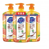 超能 洗洁精离子去油（西柚去腥）1kg*3瓶