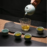 京东京造 龙泉青瓷功夫茶具套装 弟窑茶杯茶壶茶道礼盒套装7件套带茶盘