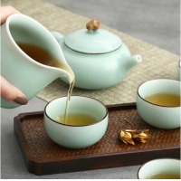 京东京造 龙泉青瓷功夫茶具套装 弟窑茶杯茶壶茶道套装 6件套