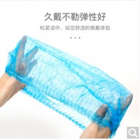 安美尚（ams）一次性头套 无纺布 厨房条形帽防污防尘头罩 蓝色双筋【无纺布条形帽】 50个/包