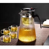 天喜（TIANXI） 玻璃茶壶套装耐热茶具飘逸杯泡茶杯子泡茶器花茶泡茶壶茶水分离 锤纹飘逸