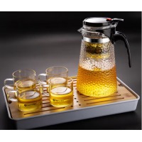 天喜（TIANXI）玻璃茶壶套装耐热茶具飘逸杯泡茶杯子泡茶器花茶泡茶壶茶水分离锤纹飘逸杯1