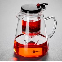 天喜（TIANXI）玻璃茶壶泡茶壶飘逸杯茶具套装大容量茶水分离水杯泡茶杯过滤器具 圆形75