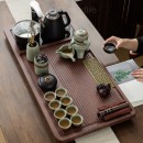 京东京造 整套功夫茶具套装家用茶盘茶托烧水壶自动上水电热水壶一体茶盘懒人哥窑自动茶具茶壶泡茶壶