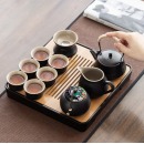 京东京造 黑陶功夫茶具套装家用日式简约办公家用便携泡茶盘泡茶台 黑陶提梁壶茶具茶盘12件套