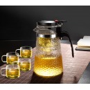 天喜（TIANXI） 玻璃茶壶套装耐热茶具飘逸杯泡茶杯子泡茶器花茶泡茶壶茶水分离 锤纹飘逸杯750ml+4个迷雅杯