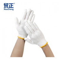 贸正（MAOZHENG)手套劳保耐磨工作纯棉加厚白棉纱棉线劳动工地干活500黄边12双