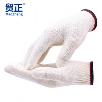 贸正手套劳保耐磨工作纯棉加厚白棉纱棉线劳动工地干活600加密黑边细纱12双