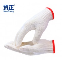 贸正手套劳保耐磨工作纯棉加厚白棉纱棉线劳动工地干活700优质棉纱红边12双
