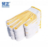 贸正(MaoZheng) 线手套劳保 点胶加厚防滑耐磨工地防护干活工业用品棉线防护手套黄色600点珠60双