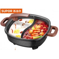 苏泊尔（SUPOR）电火锅电煮锅电锅火锅锅 家用一体多功能电热锅电炒锅 6L麦饭石色鸳鸯锅多用途锅H3232FK609Y