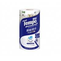 得宝(Tempo) 卷纸/厨房卷纸 卷筒式3层88节/卷 厨房用纸 吸油纸 纸巾 水油闪吸 三层加厚不掉屑