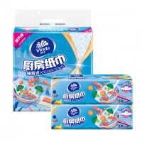 维达(Vinda) 抽纸/厨房抽纸 抽取式80抽*3包擦拭纸巾 食品接触级安全 轻松吸油吸水