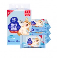 维达(Vinda) 湿巾 宠物湿巾80片*4包 带盖保湿装 RO纯水 安全无刺激 猫狗可用