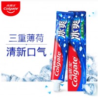 高露洁三重冰爽薄荷牙膏120g 清新口气去牙渍含冰爽因子薄荷牙膏家庭装