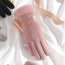 冬季保暖手套女士秋冬天女户外防风防泼水开车骑行可触屏加绒加厚 粉色 M