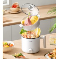 美的（Midea)电煮锅 电热锅 小电锅 电蒸锅 小火锅多功能锅 XZE1613 1.7L配蒸笼