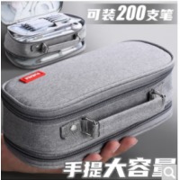 西语（XIYU） 笔袋大容量多功能多层帆布简约灰色-5层收纳