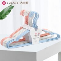 洁丽雅（Grace）衣架 20只装 带凹槽晾衣架子 家用挂衣架成人衣架撑子