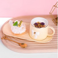 贝瑟斯 北欧ins陶瓷杯子咖啡杯欧式小奢华下午茶茶杯带点心盘带勺子套装 黄色250ml