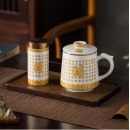 陶相惠景德镇茶杯茶水分离陶瓷杯马克杯带过滤办公家用室泡茶杯子 万福金安