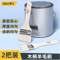 得力优质小羊毛刷子 乳胶漆内墙面漆涂料油漆刷子 墙漆刷墙工具套装 软毛扫灰除尘清洁木柄排刷