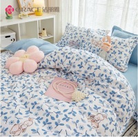洁丽雅（Grace）亲肤四件套套件1.8/2米床上用品床单枕套被套欢乐时光 220*240