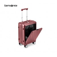 Samsonite/新秀丽拉杆箱男女通用行李箱前开口旅行箱登机箱简约波纹TT9*10004酒红色20英寸