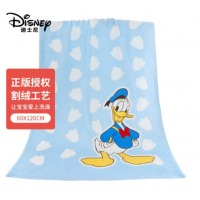 迪士尼（Disney）毛巾纯棉割绒柔软毛圈 唐老鸭粉嫩婴儿童浴巾 蓝色 60*120cm