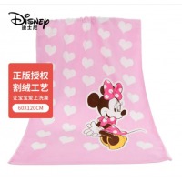 迪士尼（Disney）毛巾纯棉割绒柔软毛圈 唐老鸭粉嫩婴儿童浴巾 粉色 60*120cm