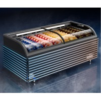 喜莱盛 圆弧岛柜展示柜冷藏商用冰柜大容量卧式冰箱冷冻冷藏组合岛柜 1.2米铜管灰色XLS-