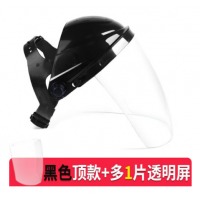 高透明防护面罩 冬季 炒菜面罩防油溅透明女款防护全脸部油烟做饭 黑顶面罩一套+多1片面屏