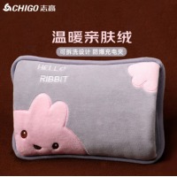志高（CHIGO）热水袋暖手宝 充电暖水袋智能防爆电暖水袋 可拆洗套袋 萌萌灰兔