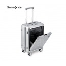 Samsonite/新秀丽拉杆箱男女通用行李箱前开口旅行箱登机箱简约波纹TT9*25004银色20英寸