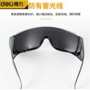 得力（deli）工业劳保防护眼镜 防冲击防风沙防飞溅防尘眼镜 DL23902 防护眼镜墨镜 10个/盒装