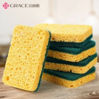 洁丽雅（Grace） 天然木浆棉百洁布5片装 厨房抹布洗碗海绵擦双面强效去油污