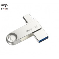 爱国者（aigo）USB3.2高速U盘 U322 读速180MB/s 高速优盘银色旋转金属