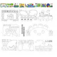 百米涂鸦长画卷图案黑线底稿定制幼儿园童绘画春天游植树节日画布 垃圾分类10米 幅宽0.9米